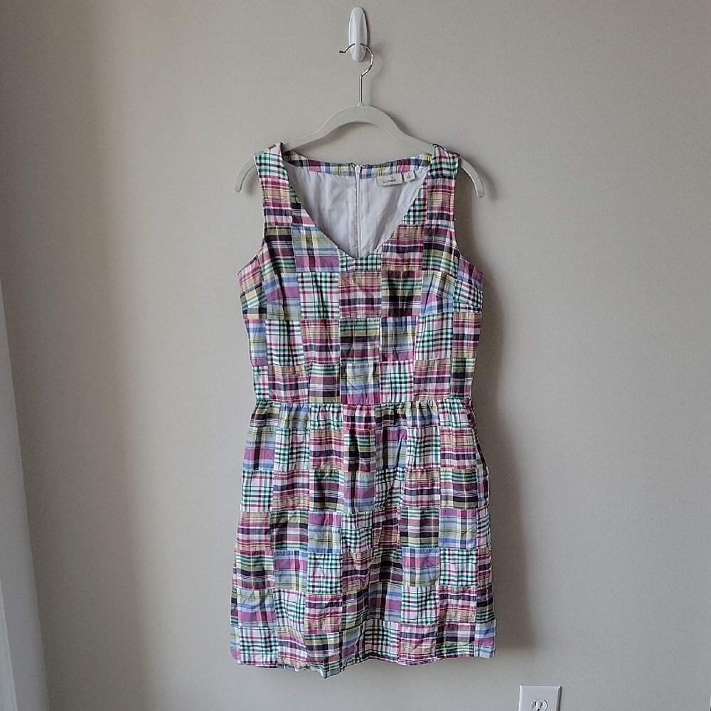 LL Bean Striped‎ Coloful Patchwork Sleeveless Cot… - image 1